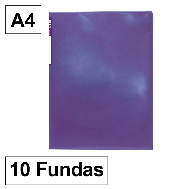 CARPETA PLUS OFFICE POLIPROPILENO SEMI RIGIDO 10 FUNDAS TRANSPARENTES POLIPROPILENO A4 COLOR VIOLETA