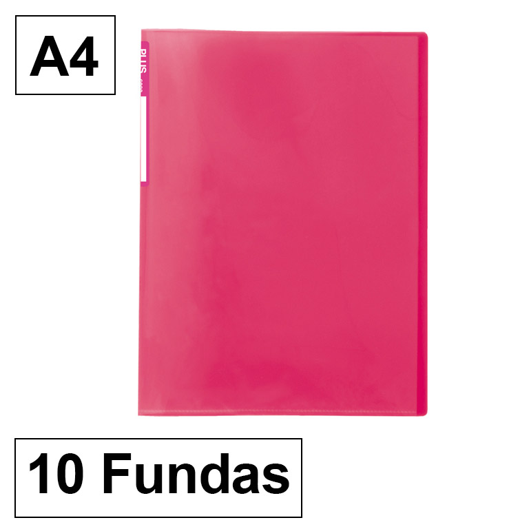 CARPETA PLUS OFFICE POLIPROPILENO SEMI RIGIDO 10 FUNDAS TRANSPARENTES POLIPROPILENO A4 COLOR ROSA