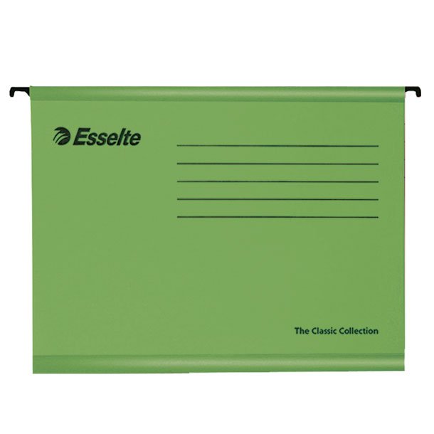 CARPETA COLGANTE ESSELTE CLASSIC A4 240X345X355 MM VISOR SUPERIOR ARCHIVO 210 GRAMOS COLOR VERDE