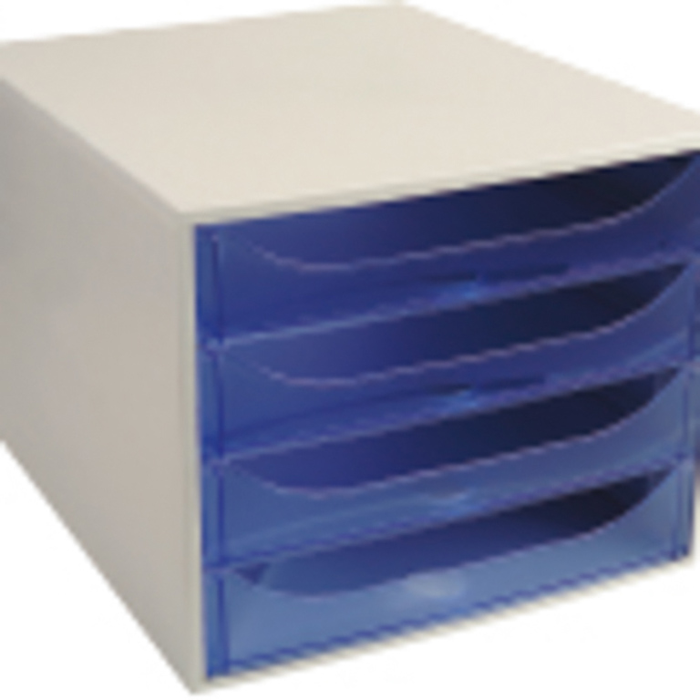 MÓDULO ARCHIVADOR EXACOMPTA 348X284X290 MM 4 CAJONES COLOR AZUL TRASLÚCIDO
