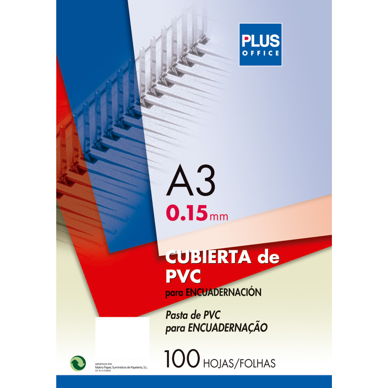 CUBIERTA ENCUADERNAR PLUS OFFICE A3 PVC 150 MICRAS TRANSPARENTE 100 UNIDADES