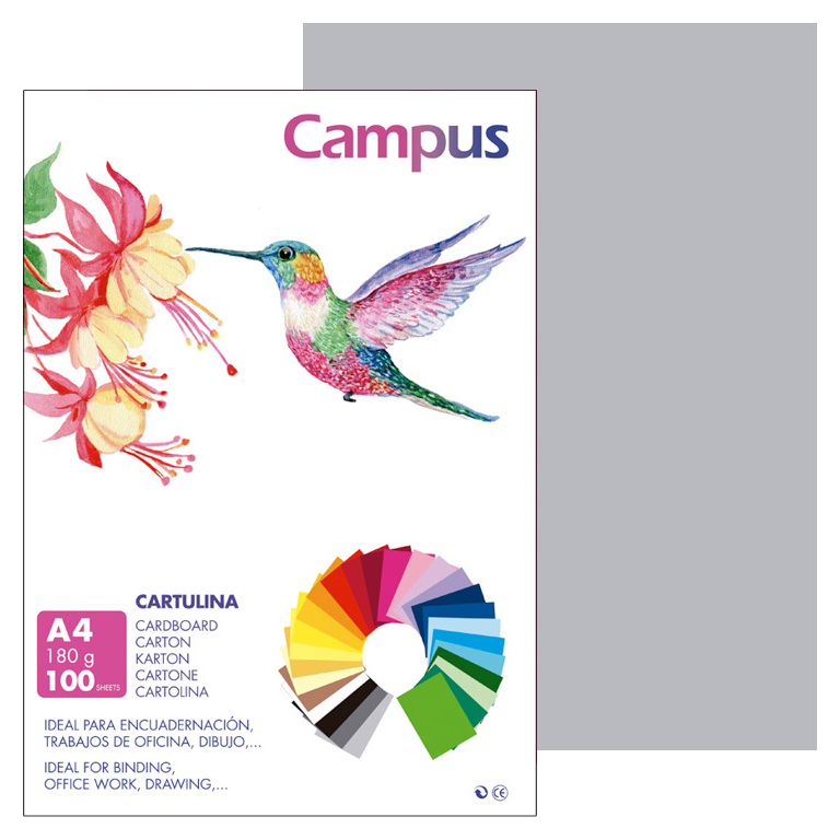 CARTULINA CAMPUS A4 210X297 MM 180 GRAMOS COLOR GRIS CLARO