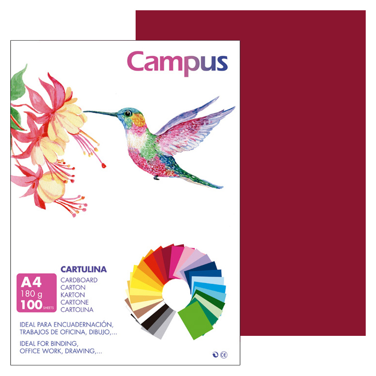 CARTULINA CAMPUS A4 210X297 MM 180 GRAMOS COLOR GRANATE