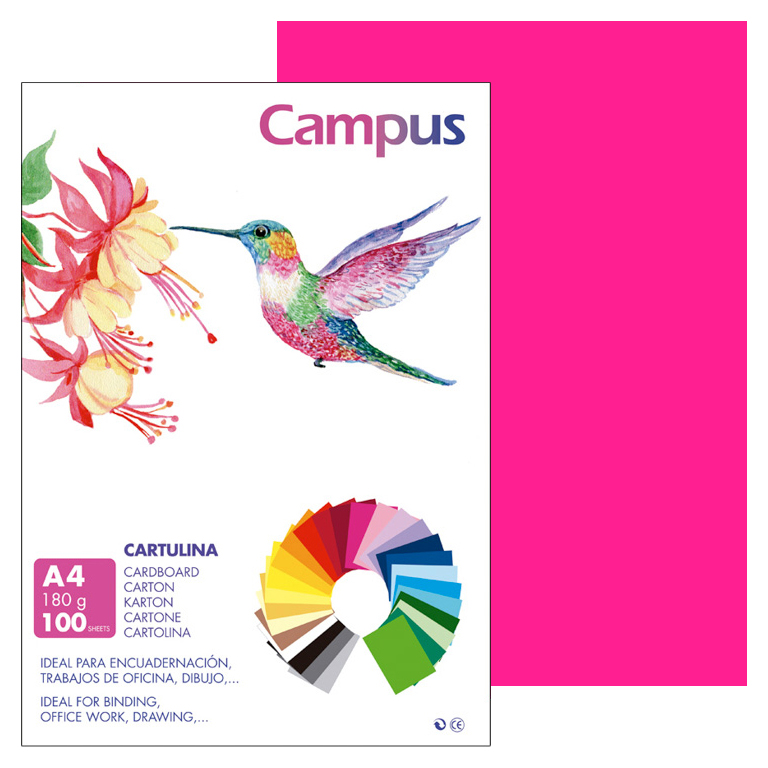 CARTULINA CAMPUS A4 210X297 MM 180 GRAMOS COLOR FUCSIA