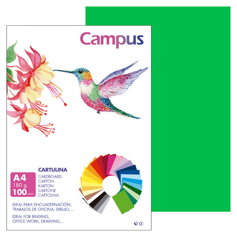 CARTULINA CAMPUS A4 210X297 MM 180 GRAMOS COLOR VERDE BILLAR