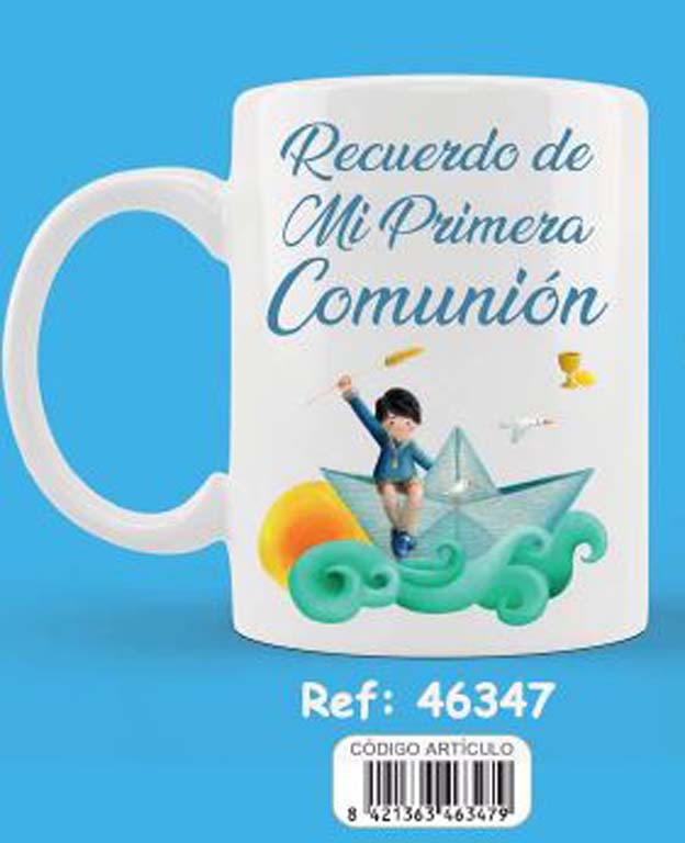 TAZA COMUNION NIÑO BARCO