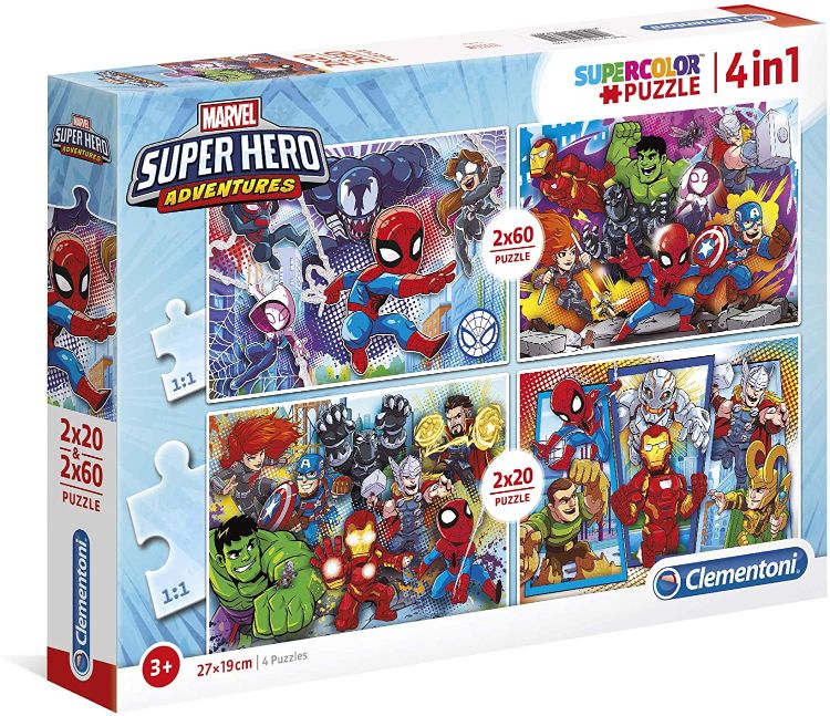 PUZZLE 2X20+2X60 PIEZAS SUPERHEROES MARVEL