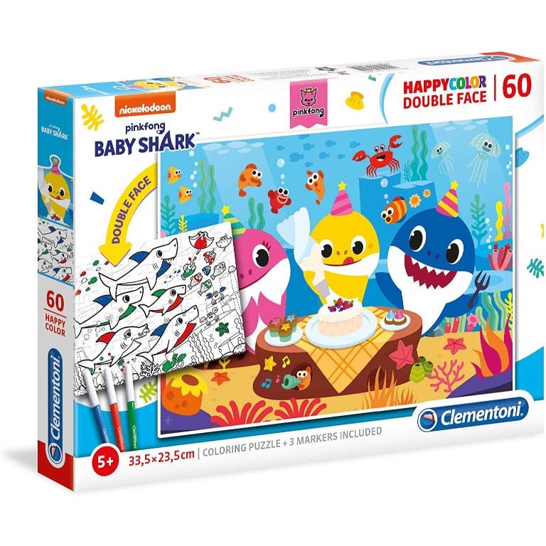 PUZZLE 60 PIEZAS DOBLE CARA BABY SHARK COLOR