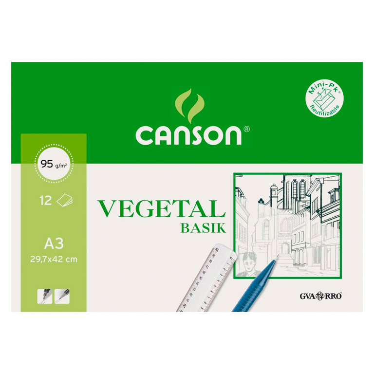 LAMINA PAPEL VEGETAL CANSON A3 297X420 MM 12 HOJAS 95 GRAMOS