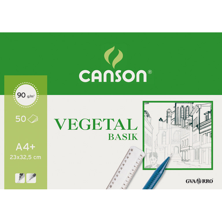 BLOC ENCOLADO PAPEL VEGETAL CANSON A4+ 230X325 MM 50 HOJAS 95 GRAMOS
