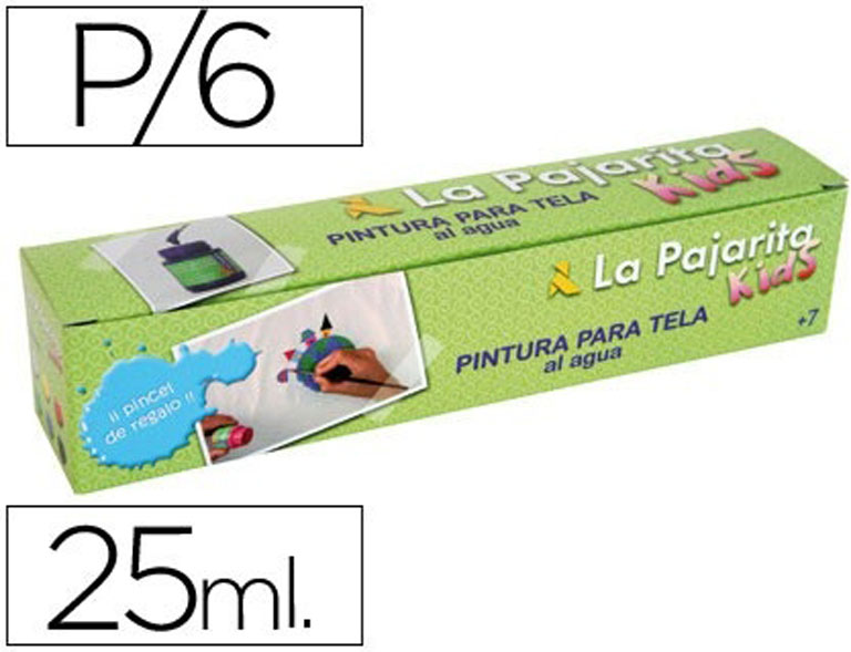 PINTURA TELA PAJARITA 6 COLORES SURTIDOS