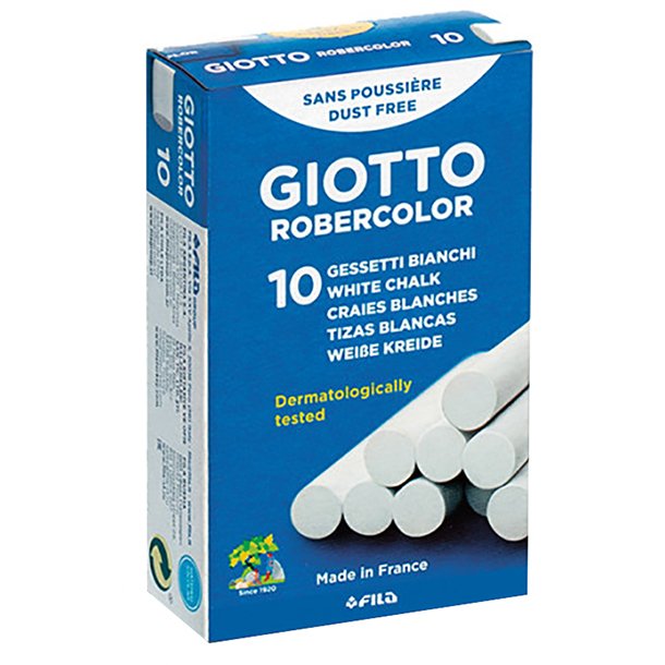 TIZAS ROBERCOLOR FILA REDONDA ANTIPOLVO BLANCA CAJA 10 UNIDADES