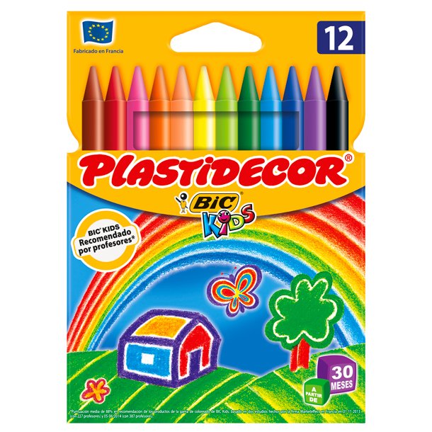 CERAS PLÁSTICAS BIC PLASTIDECOR KIDS 12 COLORES
