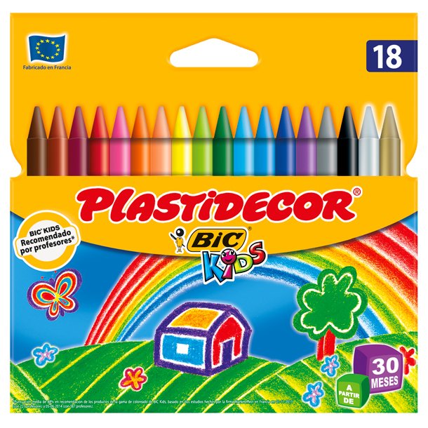 CERAS PLÁSTICAS BIC PLASTIDECOR KIDS 18 COLORES