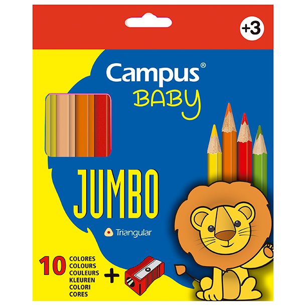 LÁPICEROS DE COLORES CAMPUS BABY 10 COLORES + SACAPUNTAS