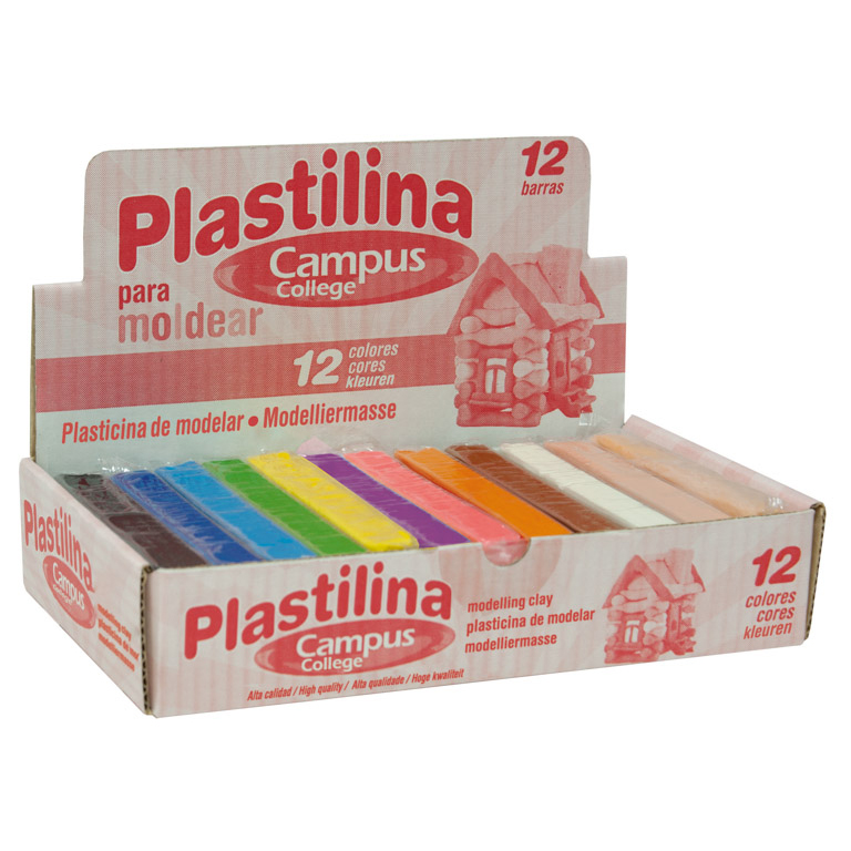 PLASTILINA CAMPUS COLLEGE MEDIANA 200 GRAMOS 12 COLORES