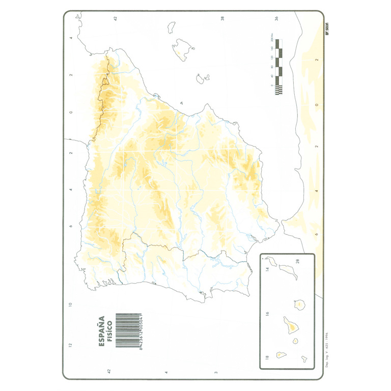 MAPAS MUDOS ESPAÑA FÍSICO