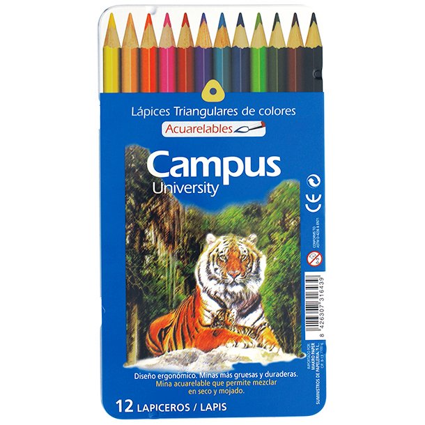 LAPICERO DE COLORES CAMPUS UNIVERSITY ACUARELABLE 12 COLORES