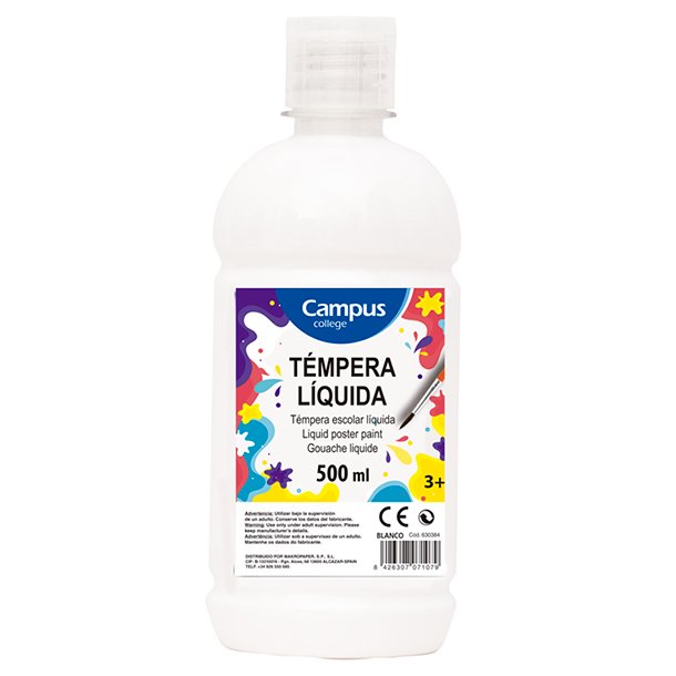 TÉMPERA LIQUIDA CAMPUS COLLEGE BOTE 500ML COLOR BLANCO