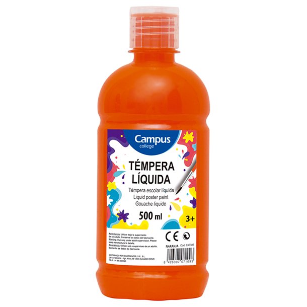 TÉMPERA LIQUIDA CAMPUS COLLEGE BOTE 500ML COLOR NARANJA