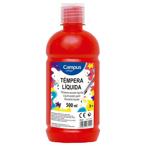 TÉMPERA LIQUIDA CAMPUS COLLEGE BOTE 500ML COLOR ROJO