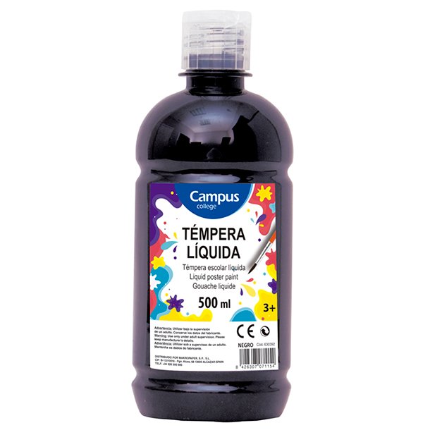 TÉMPERA LIQUIDA CAMPUS COLLEGE BOTE 500ML COLOR NEGRO