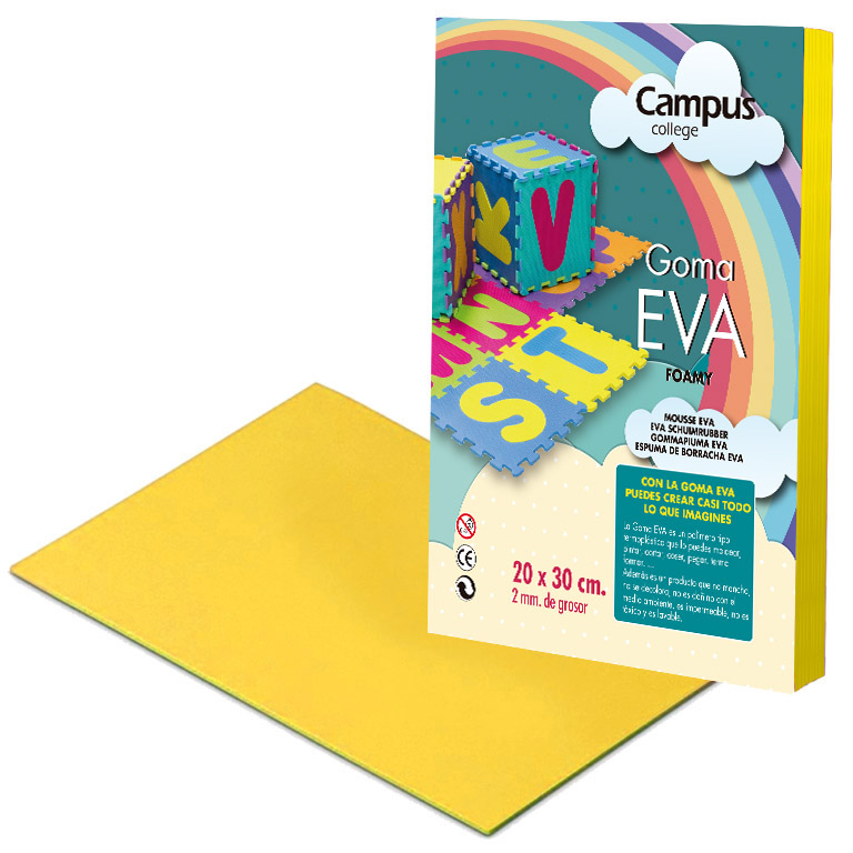 GOMA EVA CAMPUS COLLEGE 2MM COLOR AMARILLO 200X300 MM