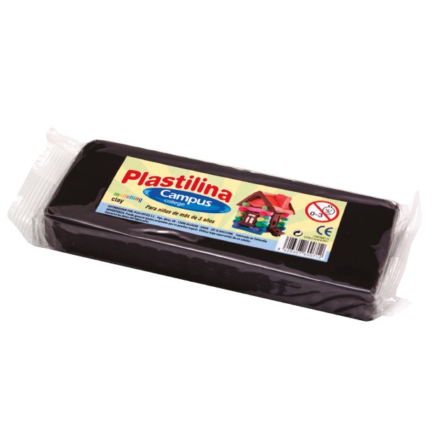 PLASTILINA CAMPUS COLLEGE 200 GR COLOR NEGRO CAJA 12 PASTILLAS MEDIANAS.