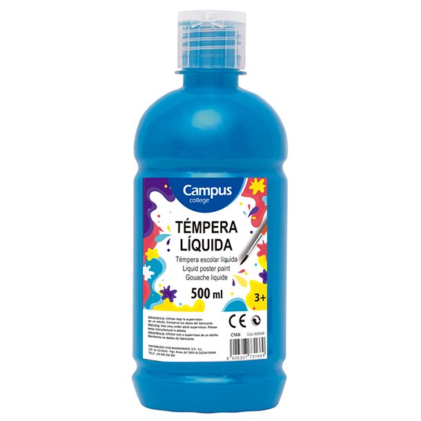 TEMPERA LIQUIDA CAMPUS COLLEGE 500ML COLOR AZUL CIAN