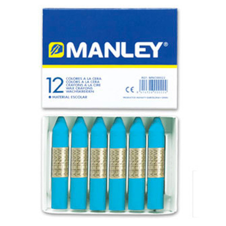 CERAS BLANDAS MANLEY AZUL CELESTE 12 UNIDADES UNICOLOR