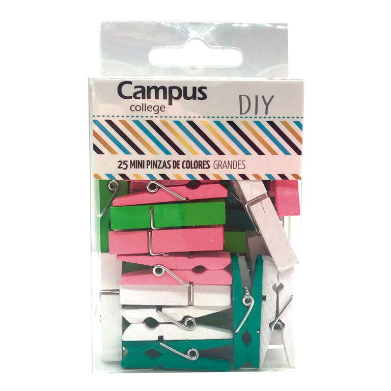 PINZA MADERA CAMPUS COLLEGE COLORES SURTIDOS BOLSA 25 UNIDADES