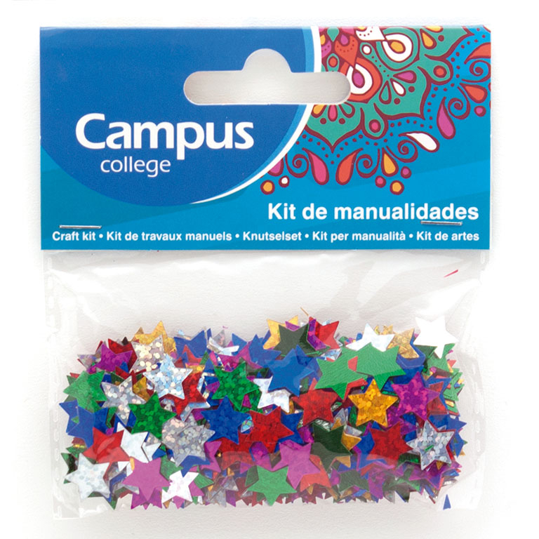 SET MANUALIDADES CAMPUS COLLEGE ESTRELLAS COLORES PURPURINA 11 MM