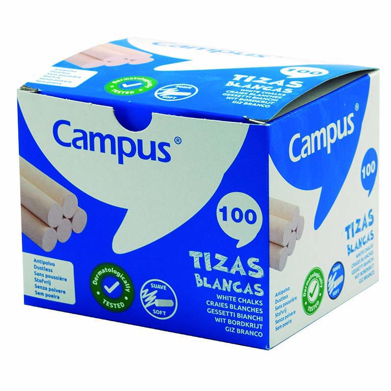 TIZAS CAMPUS REDONDA ANTIPOLVO BLANCAS CAJA 100 UNIDADES