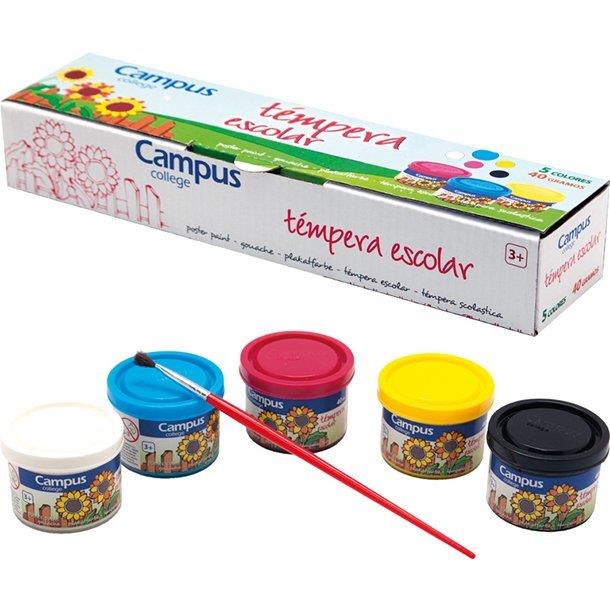 TÉMPERA CAMPUS COLLEGE 40ML. 5 COLORES + PINCEL