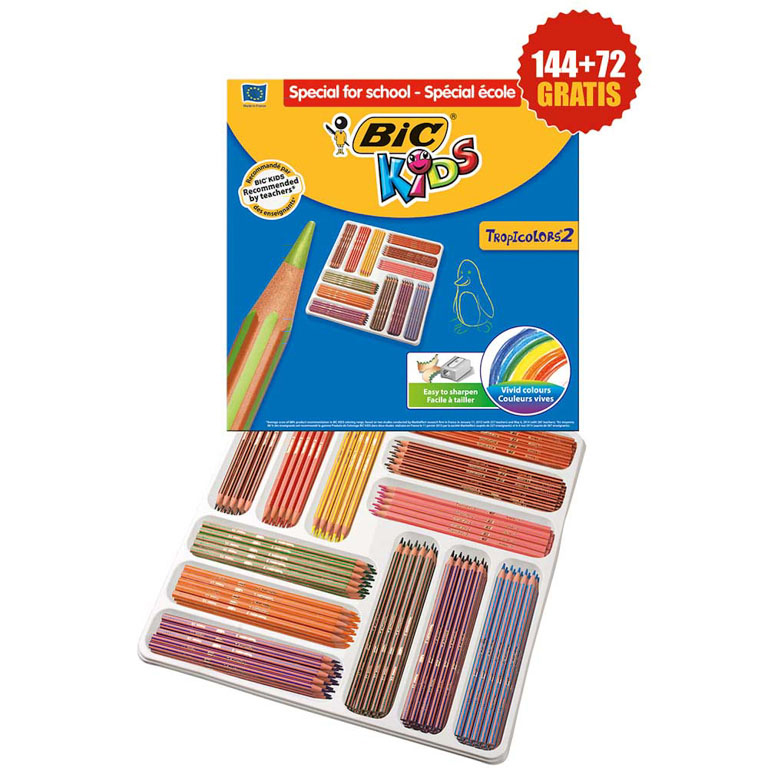 LAPICERO DE COLORES BIC TROPICOLORS2 12 COLORES X 18 UNIDADES