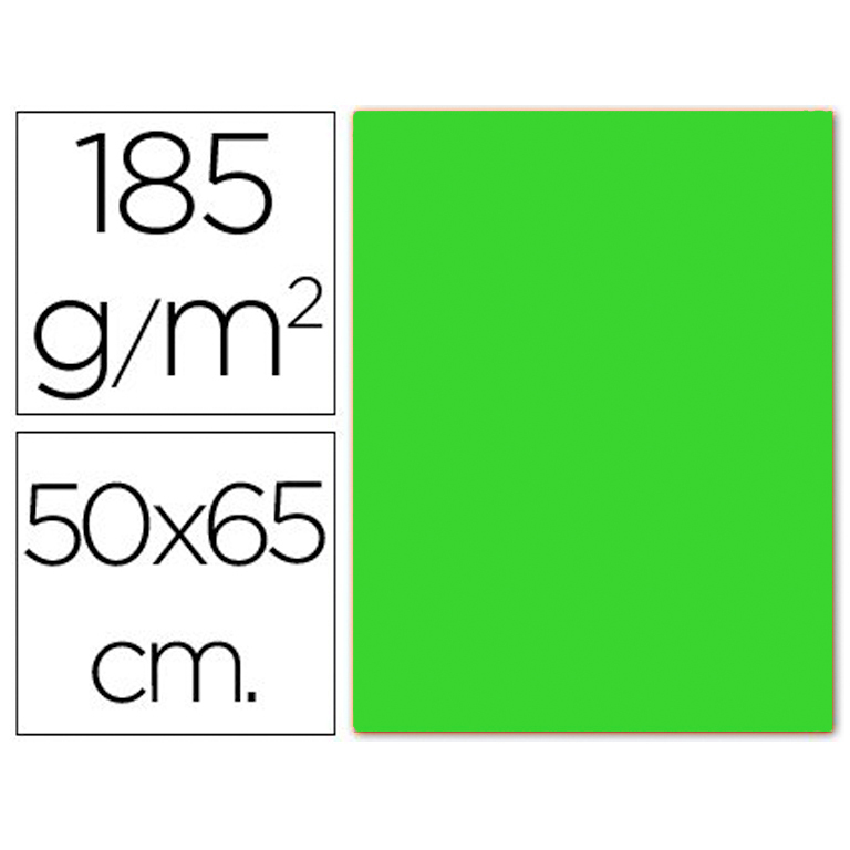 CARTULINA GUARRO IRIS 500X650 MM 250 GRAMOS COLOR VERDE FLUORESCENTE