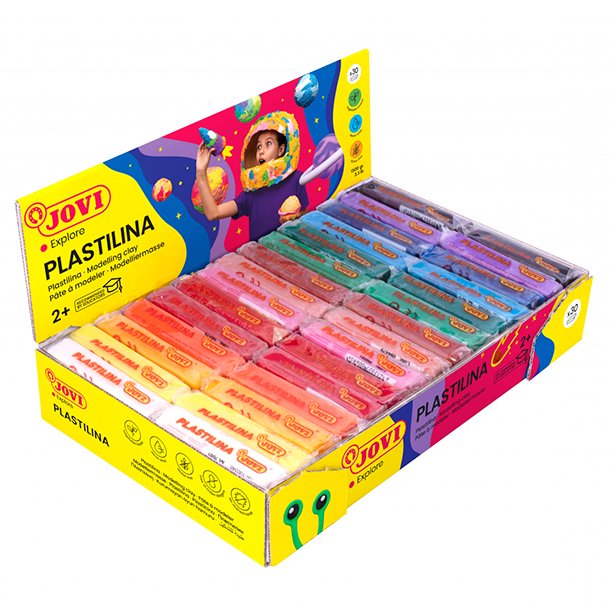 PLASTILINA JOVI 50 GR 15 COLORES SURTIDOS CAJA 30 PASTILLAS PEQUEÑAS