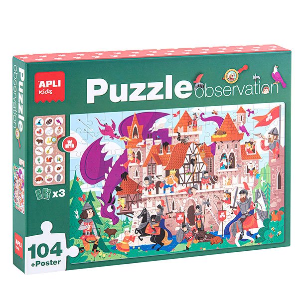 JUEGO EDUCATIVO PUZZLE OBSERVATION CASTILLO 104 PIEZAS APLI KIDS
