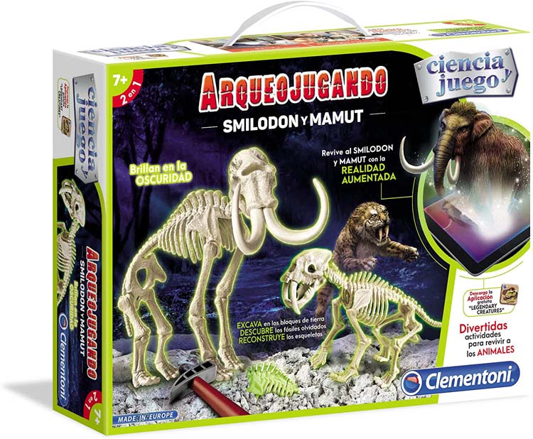 DINOSAURIOS ARQUEO JUGANDO SMILODON Y MAMUT FLUORESCENTE