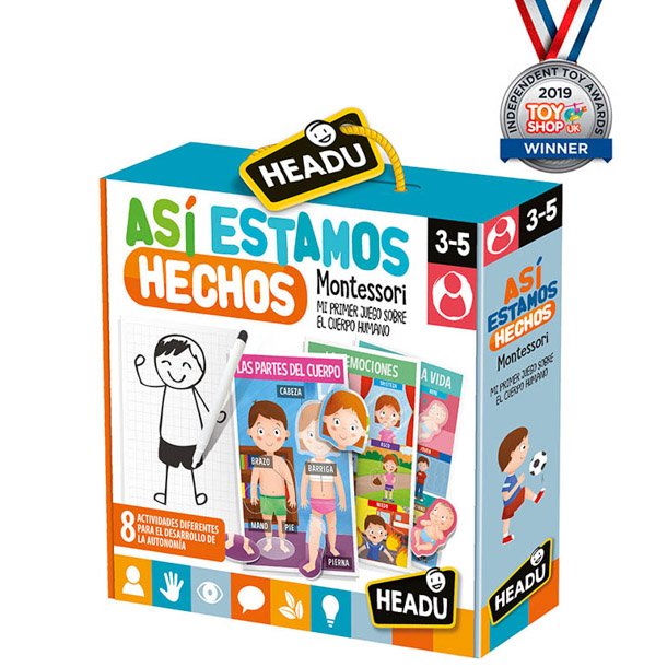 JUEGO EDUCATIVO HEADU ASI ESTAMOS HECHOS MONTESSORI. MI PRIMER JUEGO SOBRE EL CUERPO HUMANO