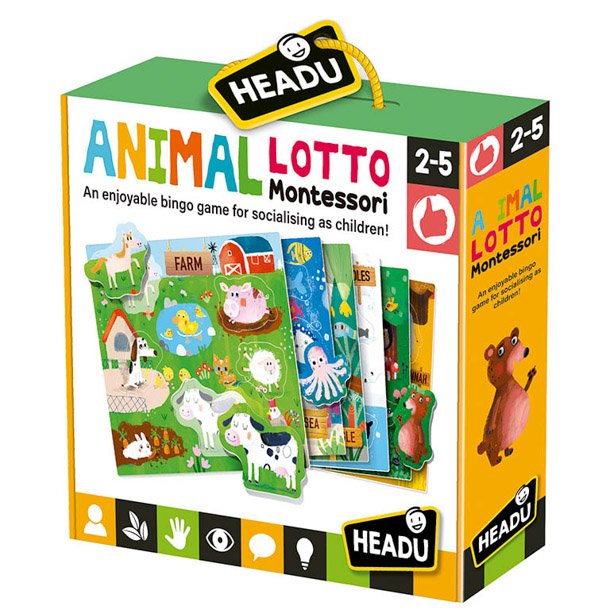 JUEGO EDUCATIVO HEADU ANIMAL LOTTO MONTESSORI