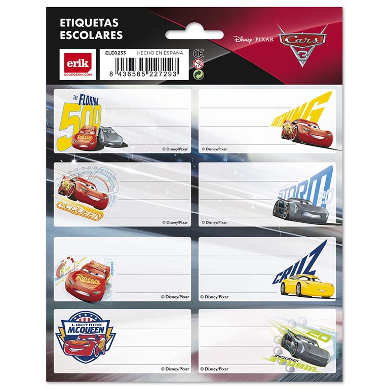 ETIQUETAS AUTOADHESIVAS CARS 3